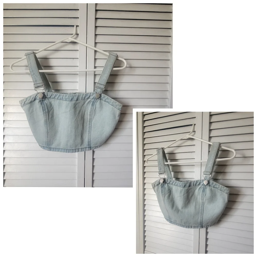 FOREVER 21 Denim Crop Top, Size S - Picture 2 of 8